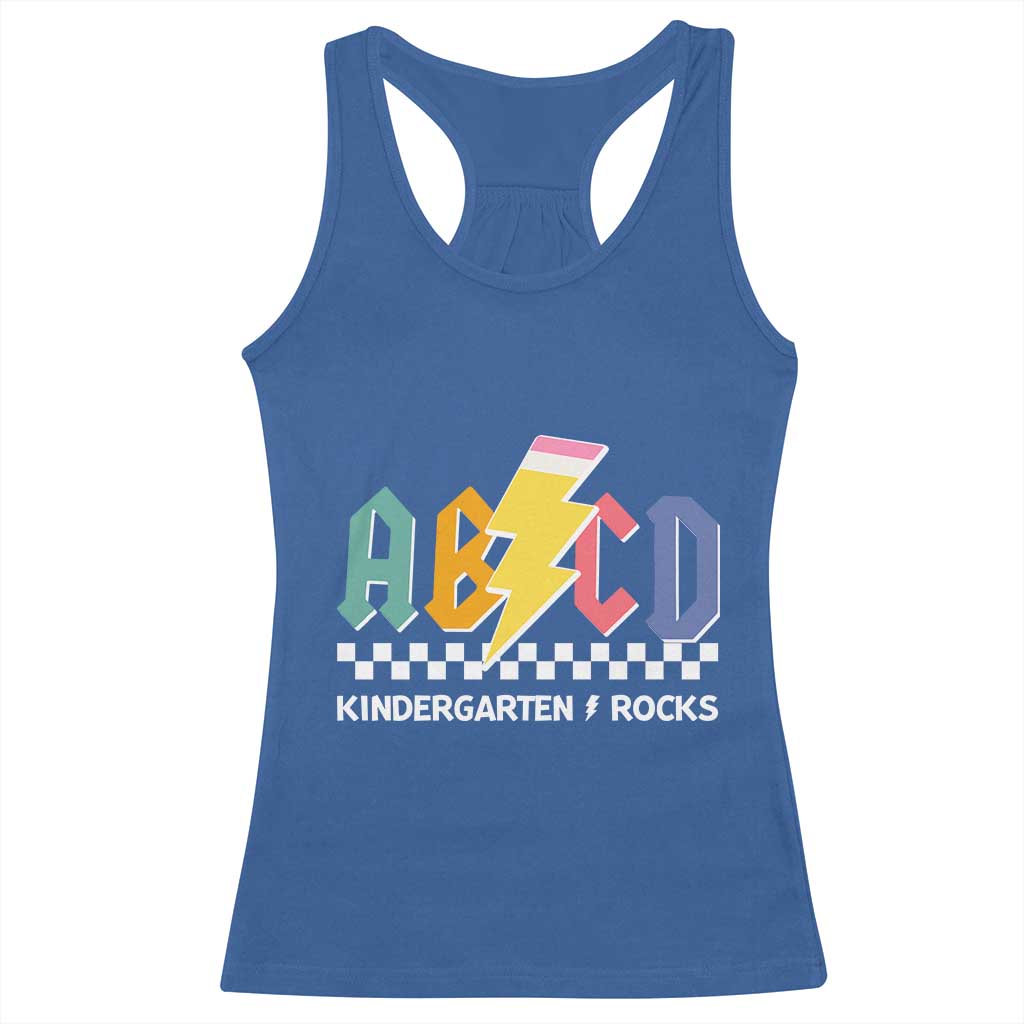 ABCD Kindergarten Rock And Roll Racerback Tank Top Teachers Back To School TS11 Royal Blue Print Your Wear