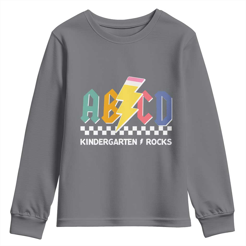 ABCD Kindergarten Rock And Roll Youth Sweatshirt Teachers Back To School TS11 Charcoal Print Your Wear