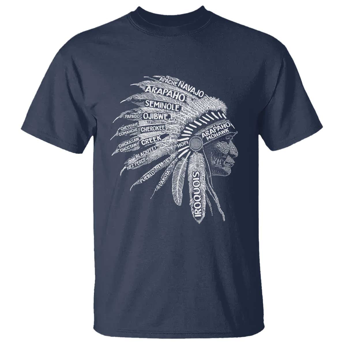Native American Tribes T Shirt Vintage Indian American Chief TS11 Navy Print Your Wear