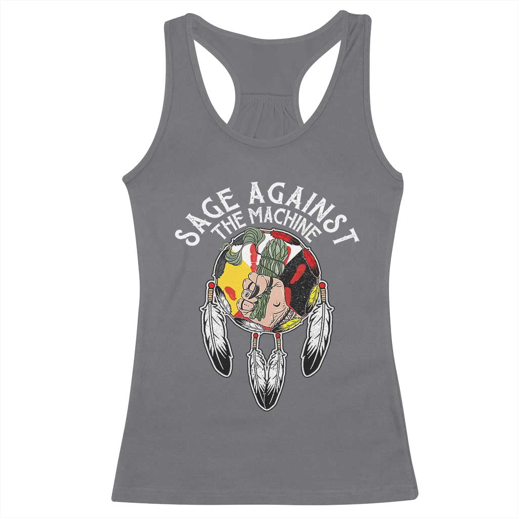 Funny Sage Against The Machine Racerback Tank Top Native American Sage Medicine Wheel TS11 Charcoal Print Your Wear