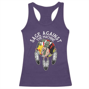 Funny Sage Against The Machine Racerback Tank Top Native American Sage Medicine Wheel TS11 Purple Print Your Wear