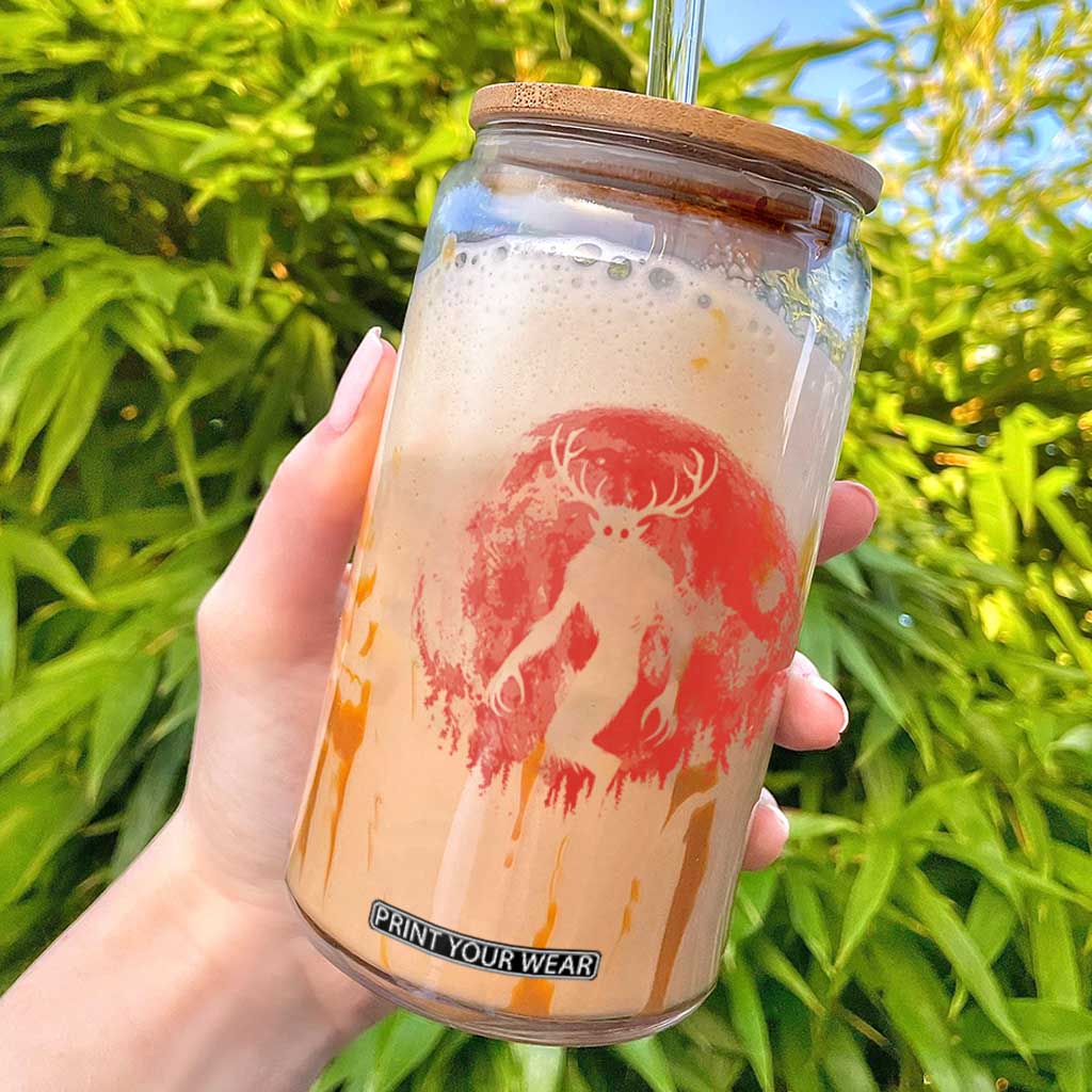 Wendigo Monster Glass Can Skinwalker Night Stroll Cryptid Full Moon Evil Monster TS11 Black Print Your Wear