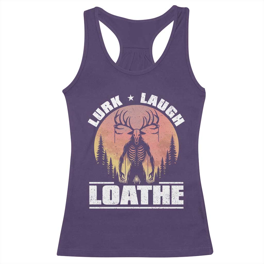 Funny Wendigo Cryptid Lurk Laugh Loathe Racerback Tank Top TS11 Purple Print Your Wear