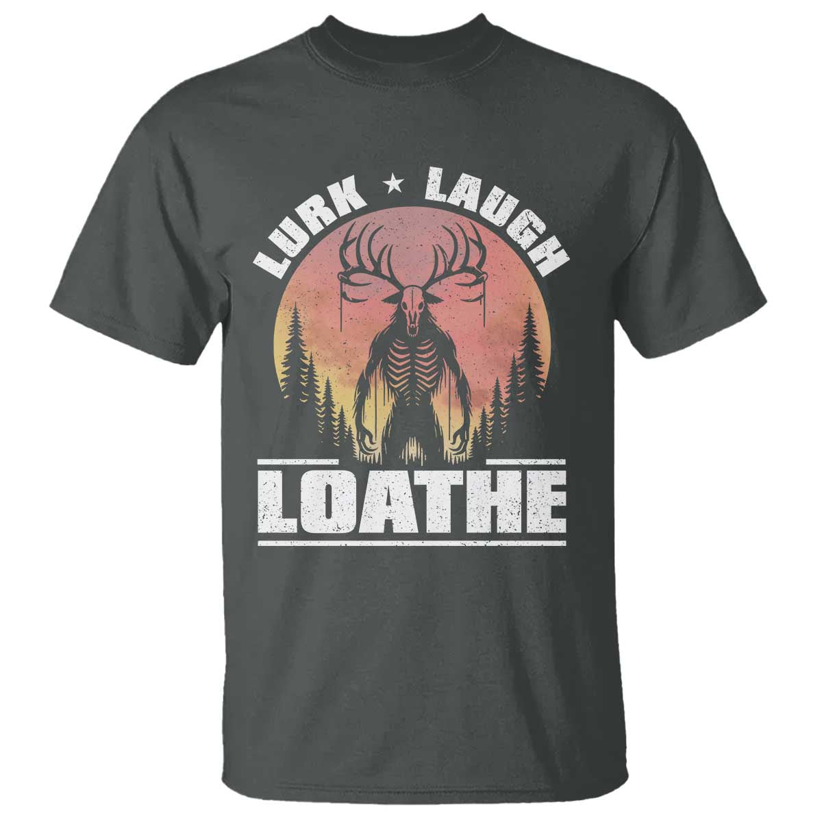 Funny Wendigo Cryptid Lurk Laugh Loathe T Shirt TS11 Dark Heather Print Your Wear