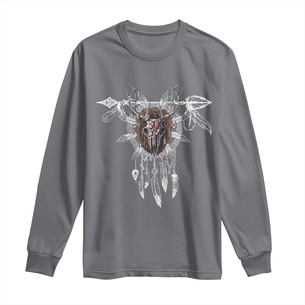 Native American Wendigo Monster Skinwalker Dreamcatcher Long Sleeve Shirt TS11 Charcoal Print Your Wear