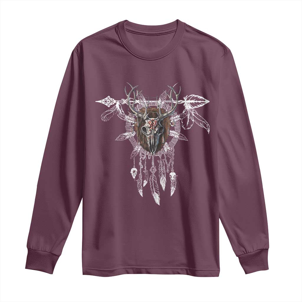Native American Wendigo Monster Skinwalker Dreamcatcher Long Sleeve Shirt TS11 Maroon Print Your Wear