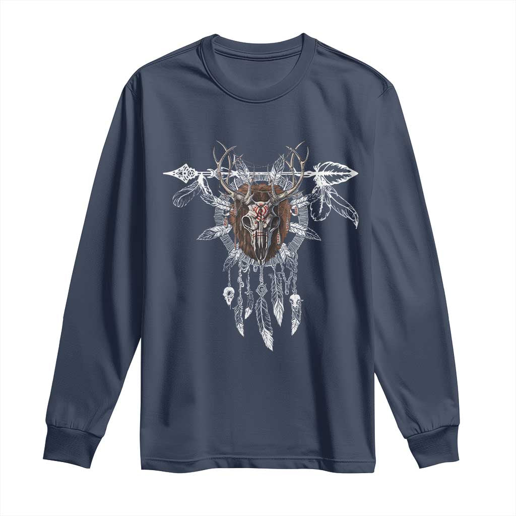 Native American Wendigo Monster Skinwalker Dreamcatcher Long Sleeve Shirt TS11 Navy Print Your Wear