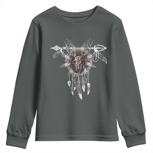 Native American Wendigo Monster Skinwalker Dreamcatcher Youth Sweatshirt TS11 Dark Heather Print Your Wear