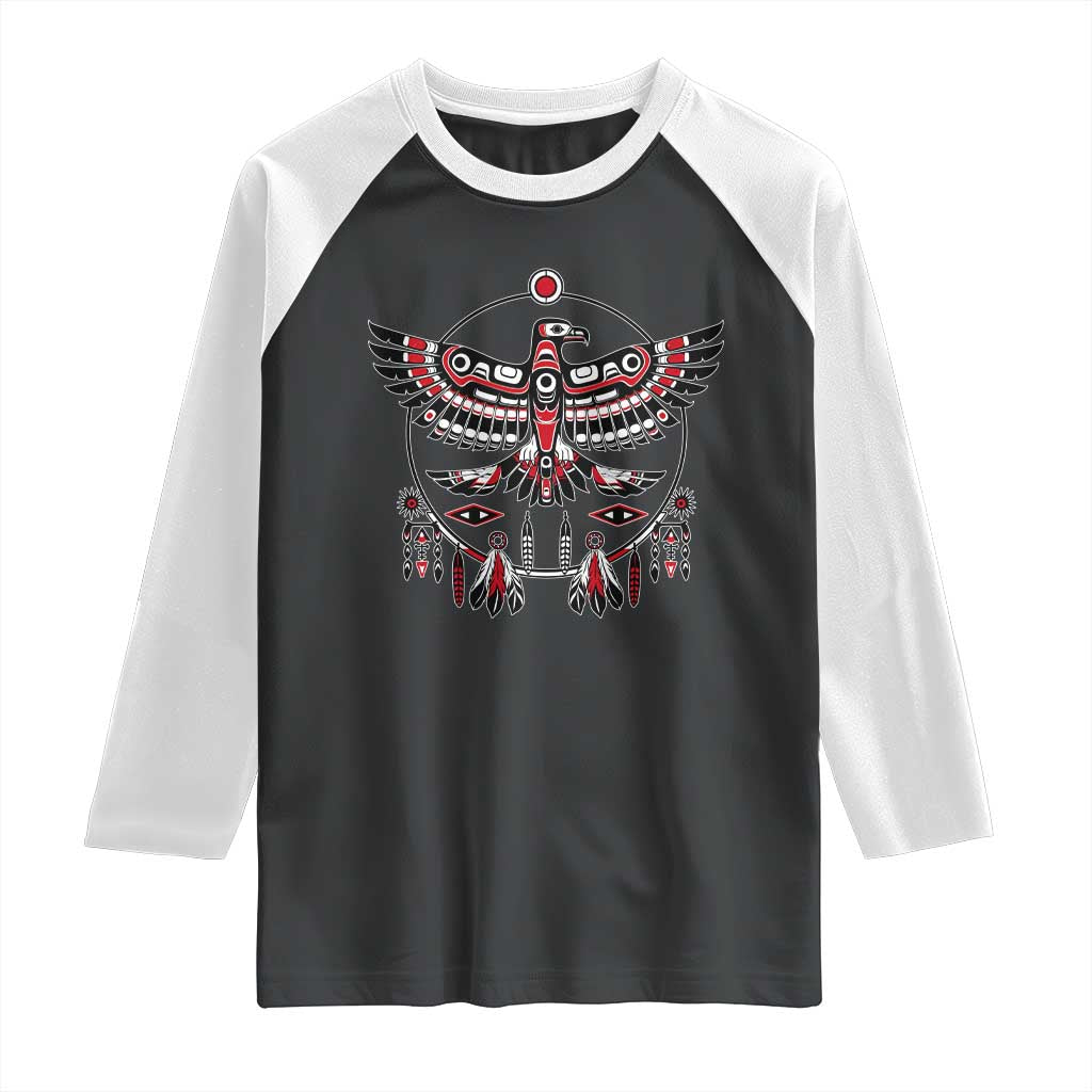 Thunderbird Native American Northwest Coast Art Raglan Shirt TS11 Black White Print Your Wear