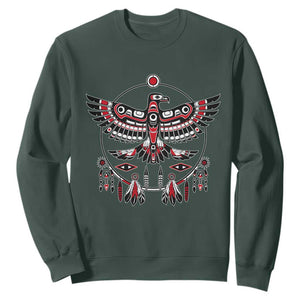 Thunderbird Native American Northwest Coast Art Sweatshirt TS11 Dark Forest Green Print Your Wear