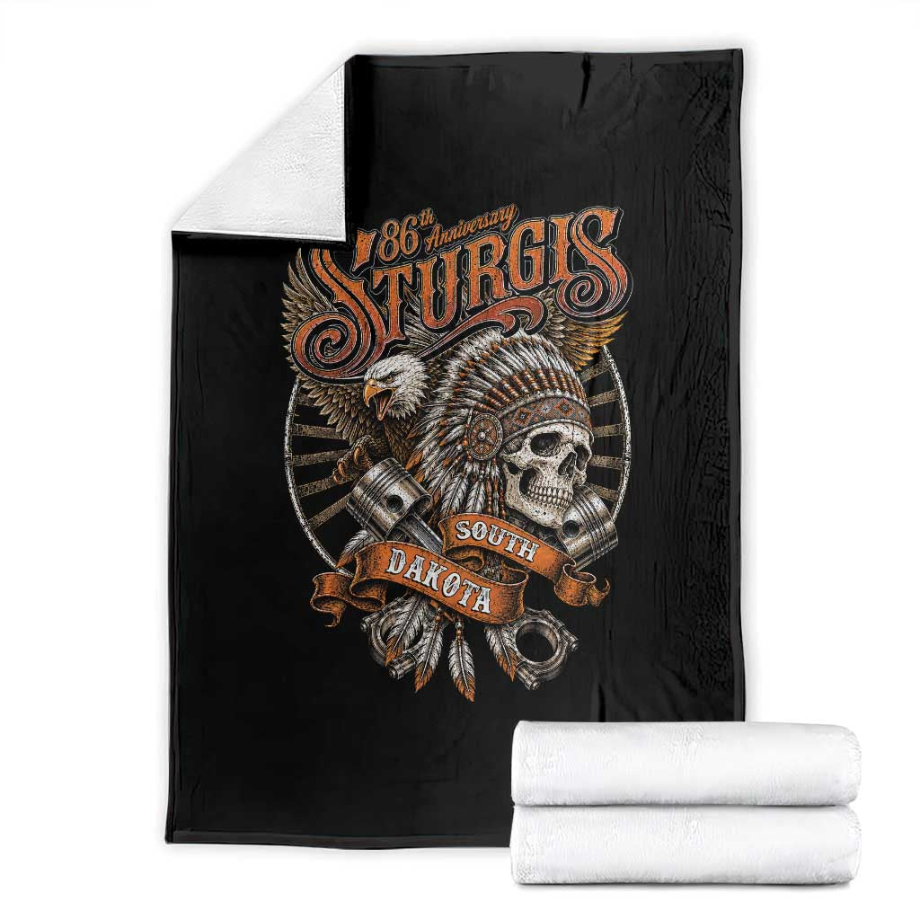 Sturgis South Dakota Indian American Rider Skull 86th Anniversary Throw Blanket TS11 Black Print Your Wear