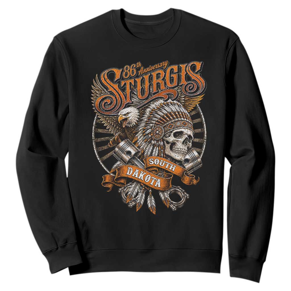Sturgis South Dakota Indian American Rider Skull 86th Anniversary Sweatshirt TS11 Black Print Your Wear