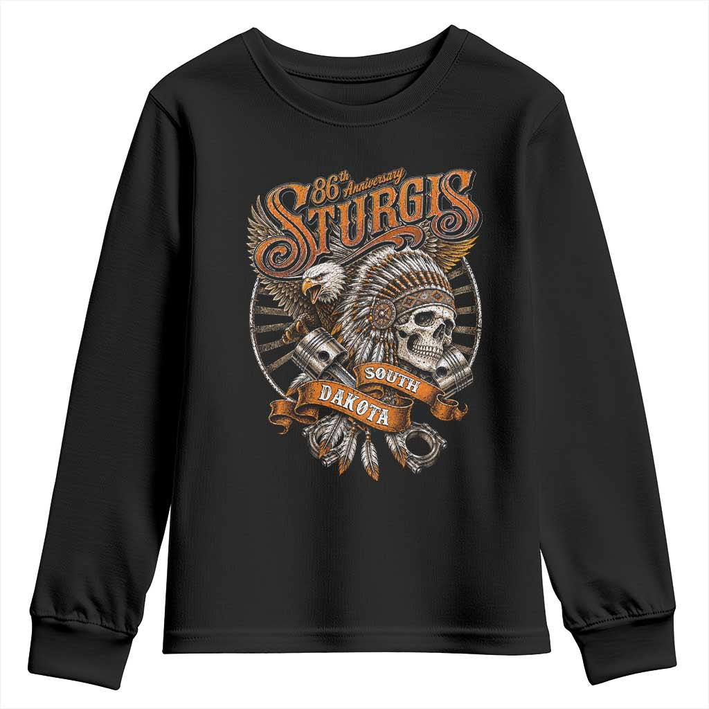 Sturgis South Dakota Indian American Rider Skull 86th Anniversary Youth Sweatshirt TS11 Black Print Your Wear