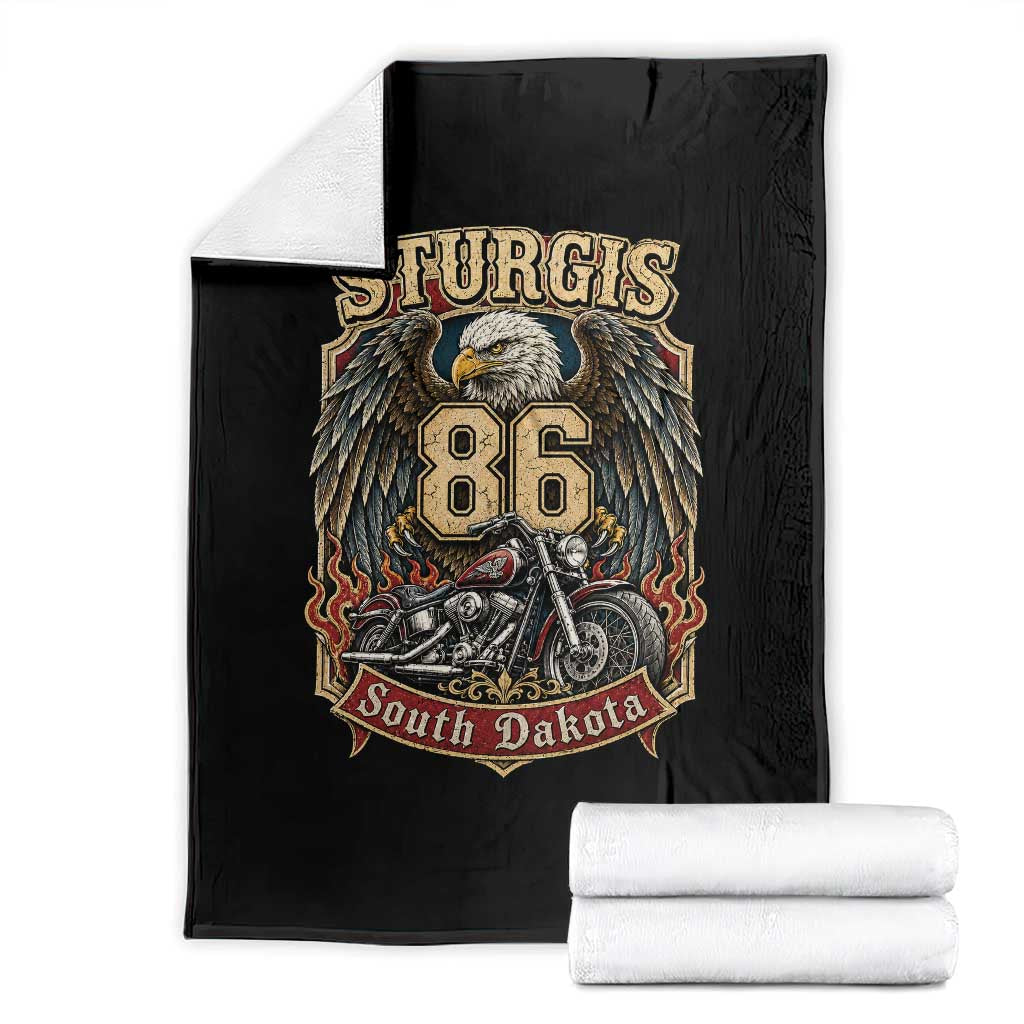 Sturgis South Dakota Motorcycle Lover Eagle 86th Anniversary Throw Blanket TS11 Black Print Your Wear