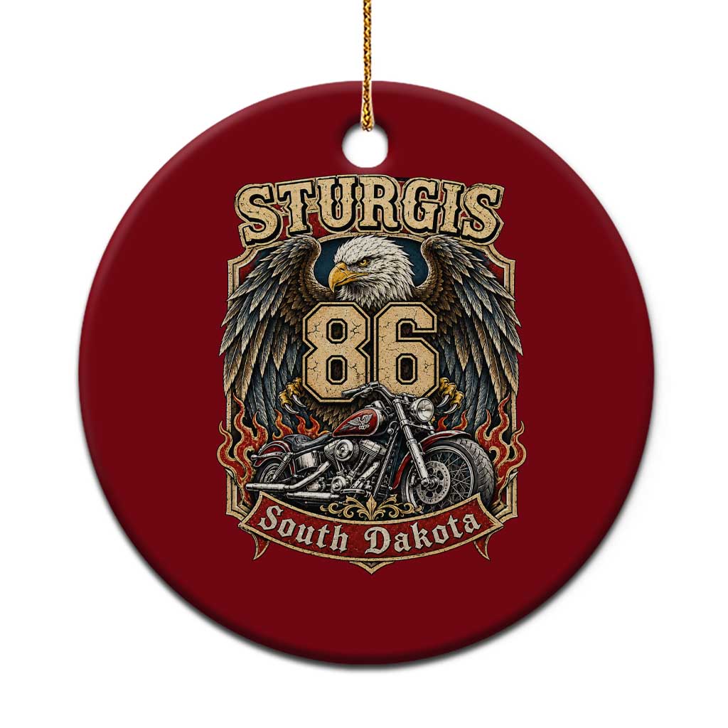 Sturgis South Dakota Motorcycle Lover Eagle 86th Anniversary Ceramic Ornament TS11 1pc Red Print Your Wear