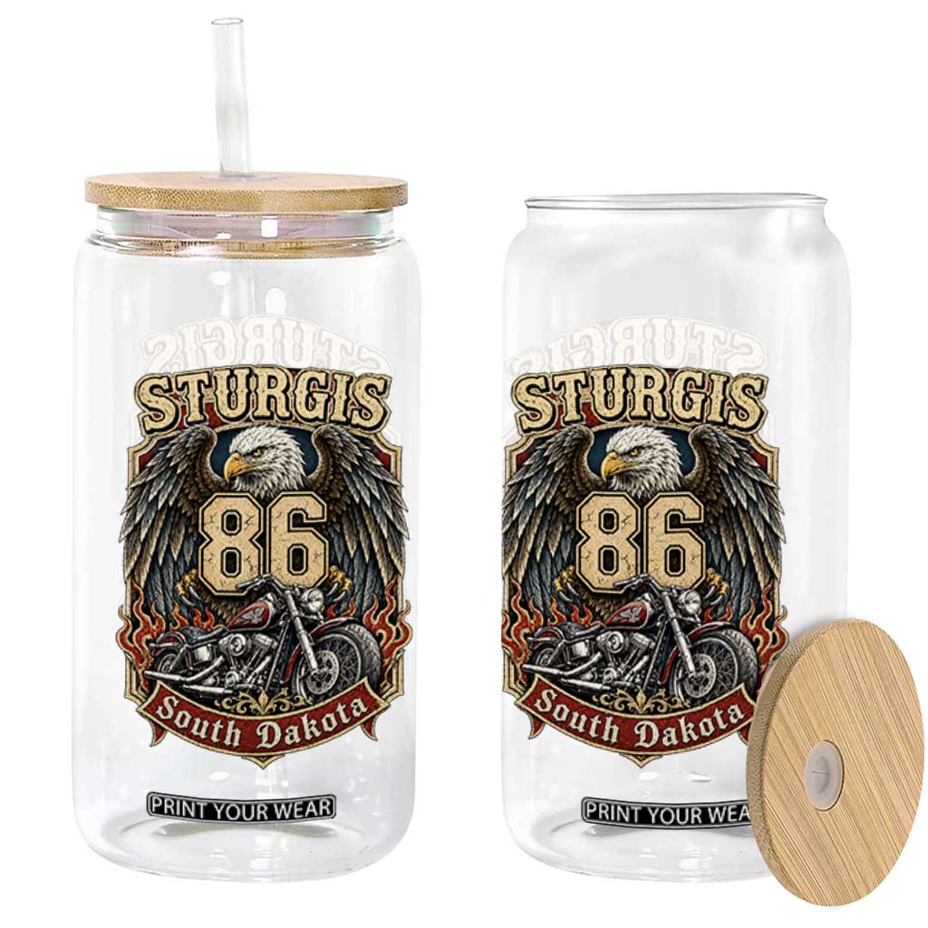 Sturgis South Dakota Motorcycle Lover Eagle 86th Anniversary Glass Can TS11 Print Your Wear