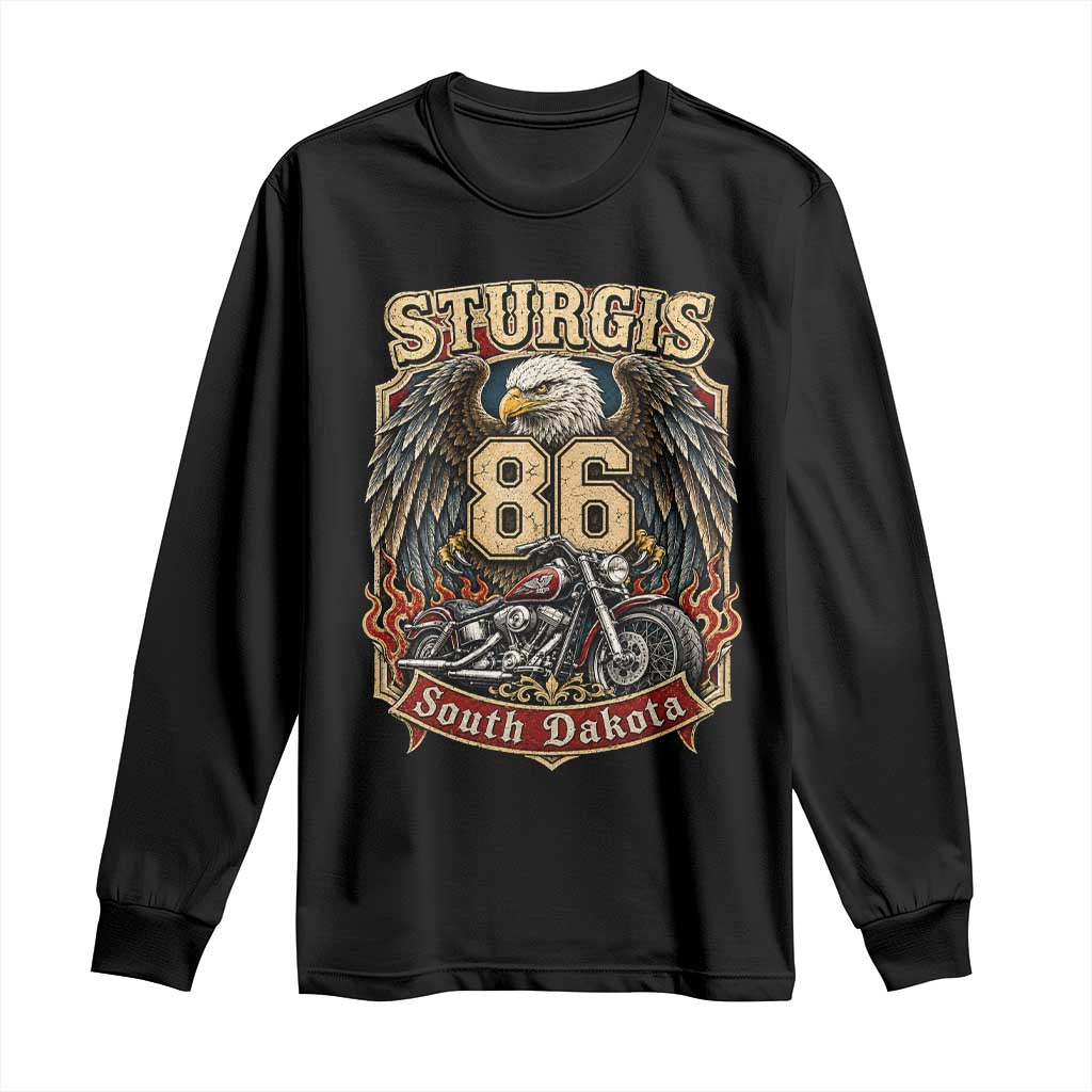 Sturgis South Dakota Motorcycle Lover Eagle 86th Anniversary Long Sleeve Shirt TS11 Black Print Your Wear