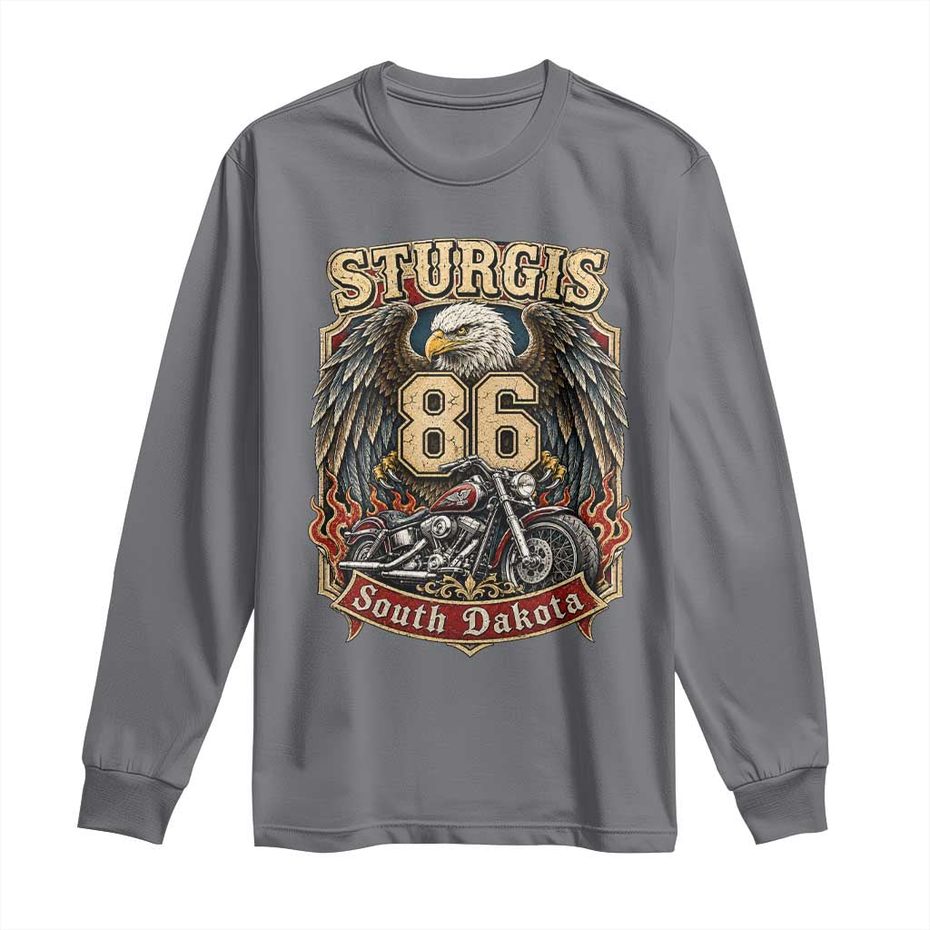 Sturgis South Dakota Motorcycle Lover Eagle 86th Anniversary Long Sleeve Shirt TS11 Charcoal Print Your Wear