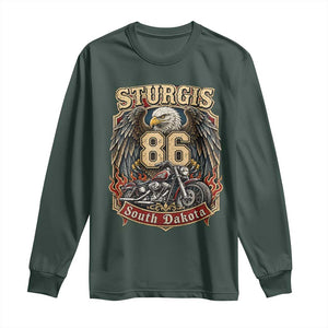 Sturgis South Dakota Motorcycle Lover Eagle 86th Anniversary Long Sleeve Shirt TS11 Dark Forest Green Print Your Wear