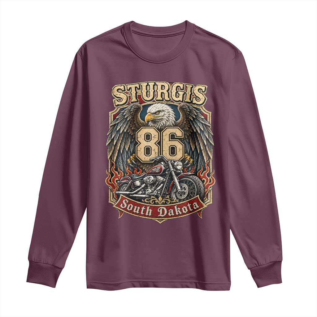 Sturgis South Dakota Motorcycle Lover Eagle 86th Anniversary Long Sleeve Shirt TS11 Maroon Print Your Wear