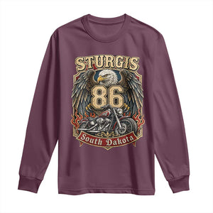 Sturgis South Dakota Motorcycle Lover Eagle 86th Anniversary Long Sleeve Shirt TS11 Maroon Print Your Wear