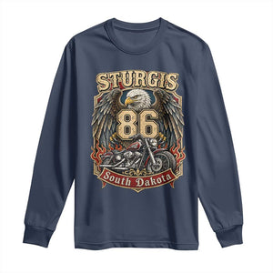Sturgis South Dakota Motorcycle Lover Eagle 86th Anniversary Long Sleeve Shirt TS11 Navy Print Your Wear