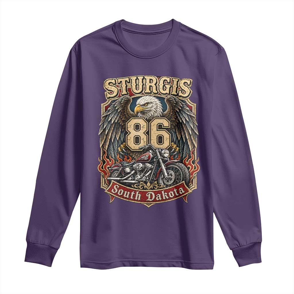 Sturgis South Dakota Motorcycle Lover Eagle 86th Anniversary Long Sleeve Shirt TS11 Purple Print Your Wear