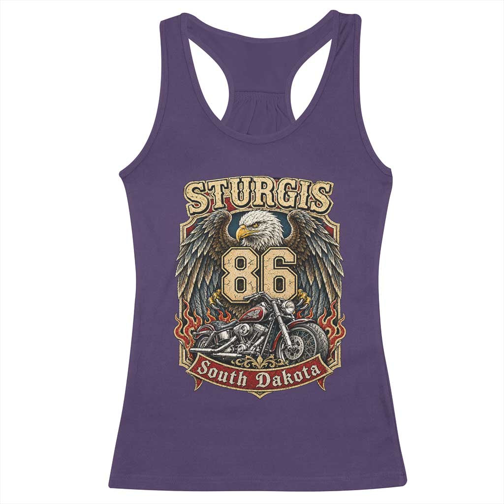Sturgis South Dakota Motorcycle Lover Eagle 86th Anniversary Racerback Tank Top TS11 Purple Print Your Wear