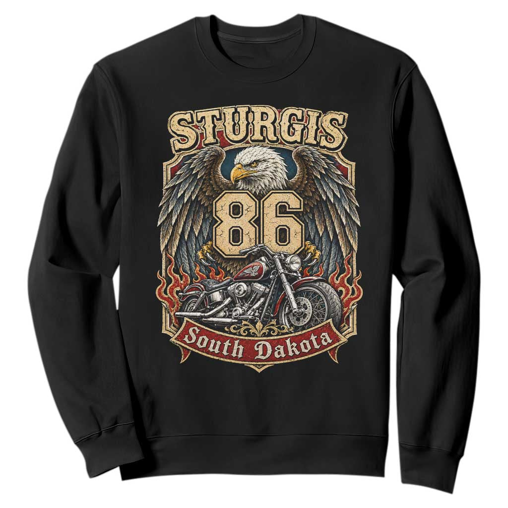 Sturgis South Dakota Motorcycle Lover Eagle 86th Anniversary Sweatshirt TS11 Black Print Your Wear