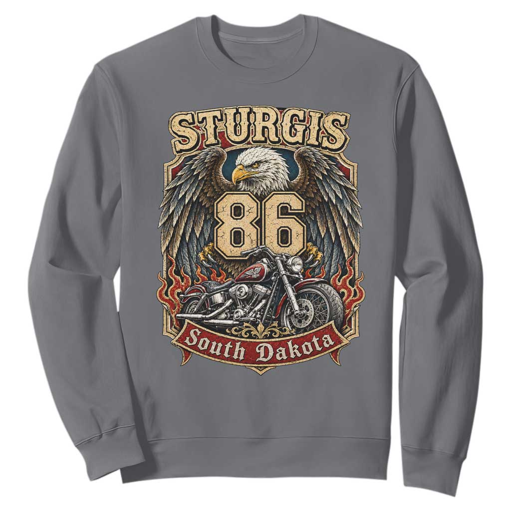 Sturgis South Dakota Motorcycle Lover Eagle 86th Anniversary Sweatshirt TS11 Charcoal Print Your Wear