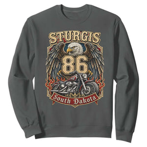 Sturgis South Dakota Motorcycle Lover Eagle 86th Anniversary Sweatshirt TS11 Dark Heather Print Your Wear