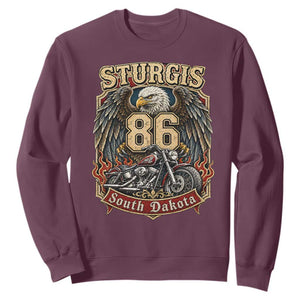 Sturgis South Dakota Motorcycle Lover Eagle 86th Anniversary Sweatshirt TS11 Maroon Print Your Wear