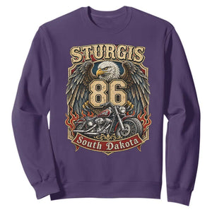 Sturgis South Dakota Motorcycle Lover Eagle 86th Anniversary Sweatshirt TS11 Purple Print Your Wear