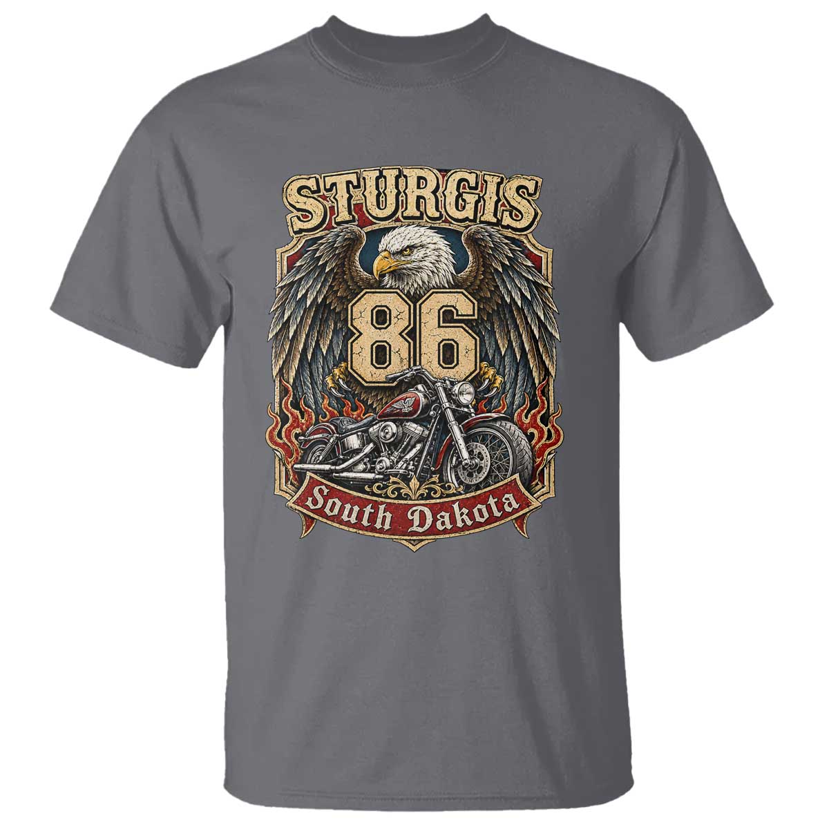 Sturgis South Dakota Motorcycle Lover Eagle 86th Anniversary T Shirt TS11 Charcoal Print Your Wear