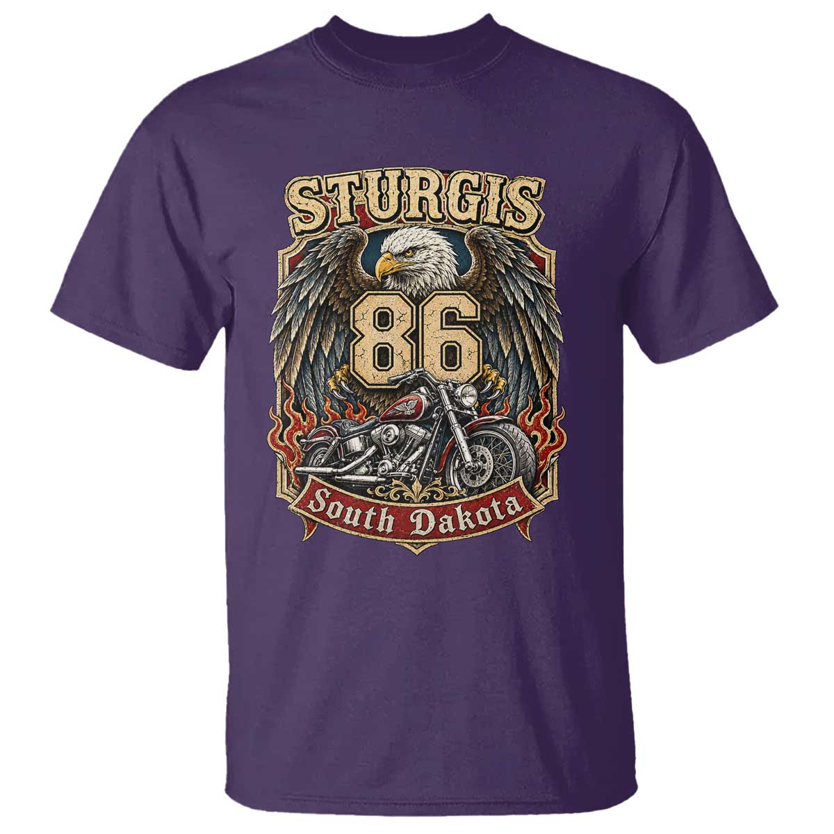 Sturgis South Dakota Motorcycle Lover Eagle 86th Anniversary T Shirt TS11 Purple Print Your Wear