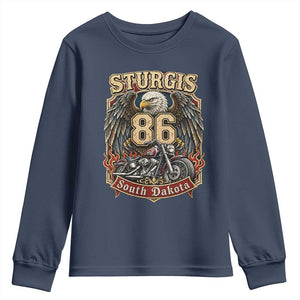 Sturgis South Dakota Motorcycle Lover Eagle 86th Anniversary Youth Sweatshirt TS11 Navy Print Your Wear