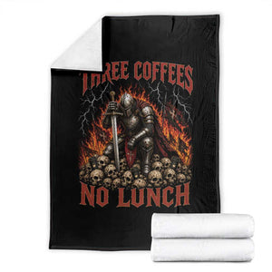 Three Coffees No Lunch Throw Blanket Funny Medieval Knight Coffee Lover TS11 Black Print Your Wear
