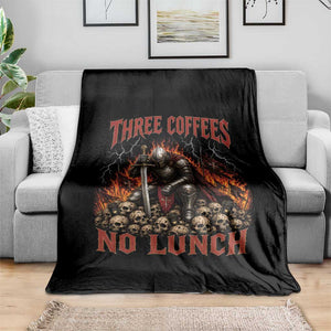 Three Coffees No Lunch Throw Blanket Funny Medieval Knight Coffee Lover TS11 Print Your Wear