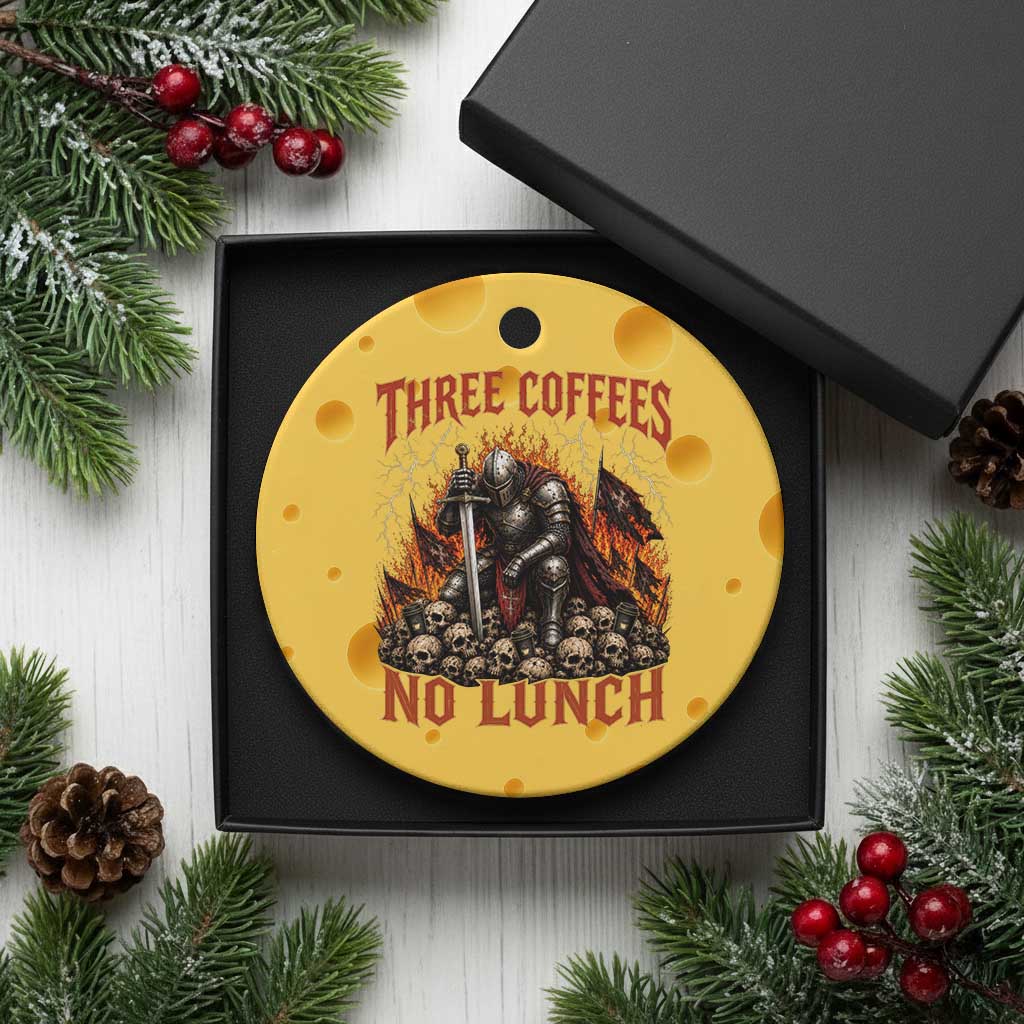 Three Coffees No Lunch Ceramic Ornament Funny Medieval Knight Coffee Lover TS11 1pc Yellow Cheese Print Your Wear