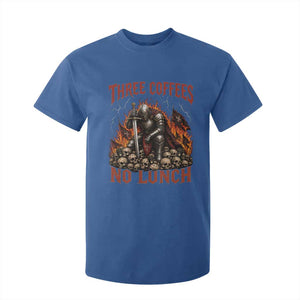 Three Coffees No Lunch T Shirt For Kid Funny Medieval Knight Coffee Lover TS11 Royal Blue Print Your Wear