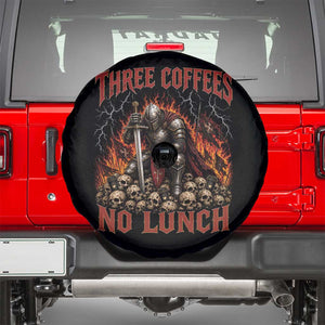 Three Coffees No Lunch Spare Tire Cover Funny Medieval Knight Coffee Lover TS11 Black Print Your Wear