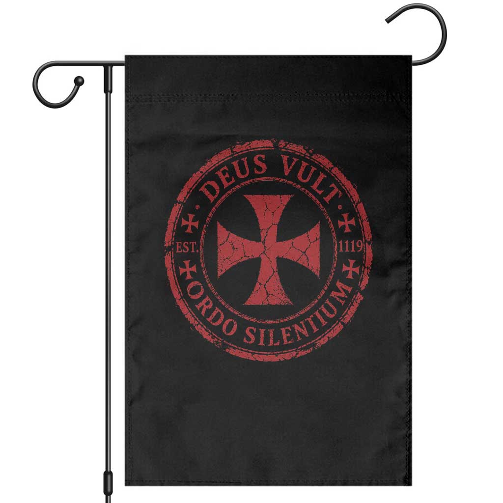 Deus Vult Ordo Silentium Knights Templar Est 1119 Garden Flag Crusader Cross TS11 Black Print Your Wear