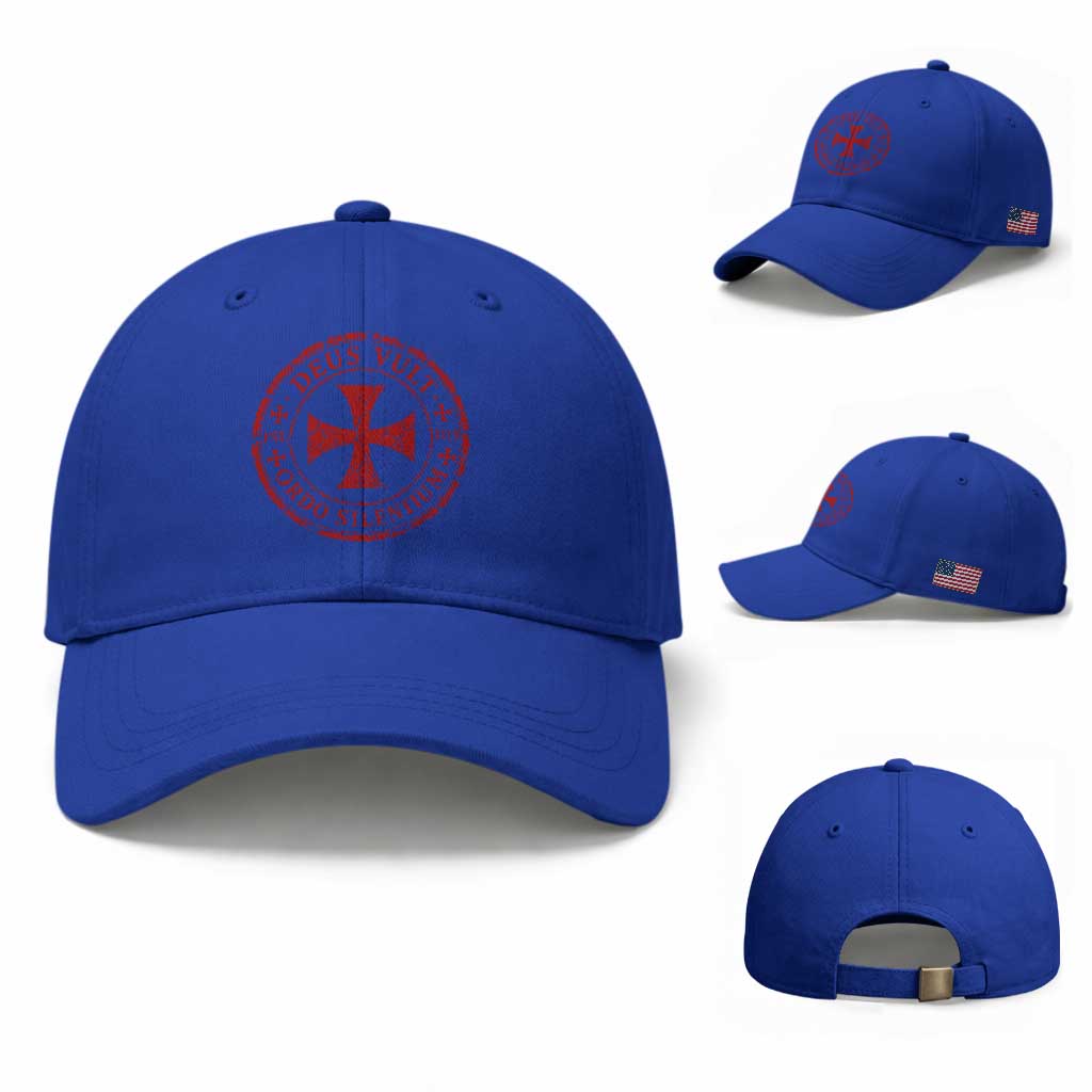 Deus Vult Ordo Silentium Knights Templar Est 1119 Baseball Cap Crusader Cross TS11 Baseball Cap Universal Fit Royal Blue Print Your Wear