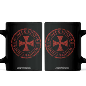 Deus Vult Ordo Silentium Knights Templar Est 1119 Coffee Mug Crusader Cross TS11 Black Print Your Wear