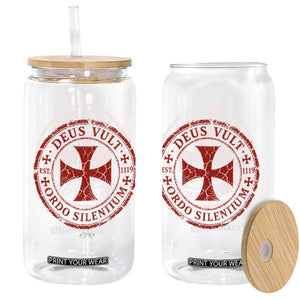 Deus Vult Ordo Silentium Knights Templar Est 1119 Glass Can Crusader Cross TS11 Print Your Wear