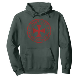 Deus Vult Ordo Silentium Knights Templar Est 1119 Hoodie Crusader Cross TS11 Dark Forest Green Print Your Wear
