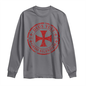 Deus Vult Ordo Silentium Knights Templar Est 1119 Long Sleeve Shirt Crusader Cross TS11 Charcoal Print Your Wear