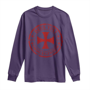 Deus Vult Ordo Silentium Knights Templar Est 1119 Long Sleeve Shirt Crusader Cross TS11 Purple Print Your Wear