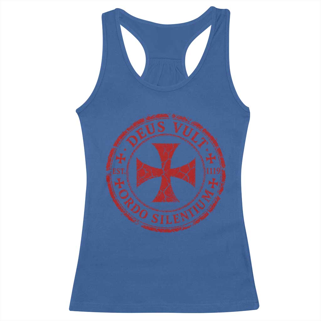 Deus Vult Ordo Silentium Knights Templar Est 1119 Racerback Tank Top Crusader Cross TS11 Royal Blue Print Your Wear