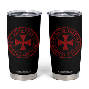 Deus Vult Ordo Silentium Knights Templar Est 1119 Tumbler Cup Crusader Cross TS11 Black Print Your Wear